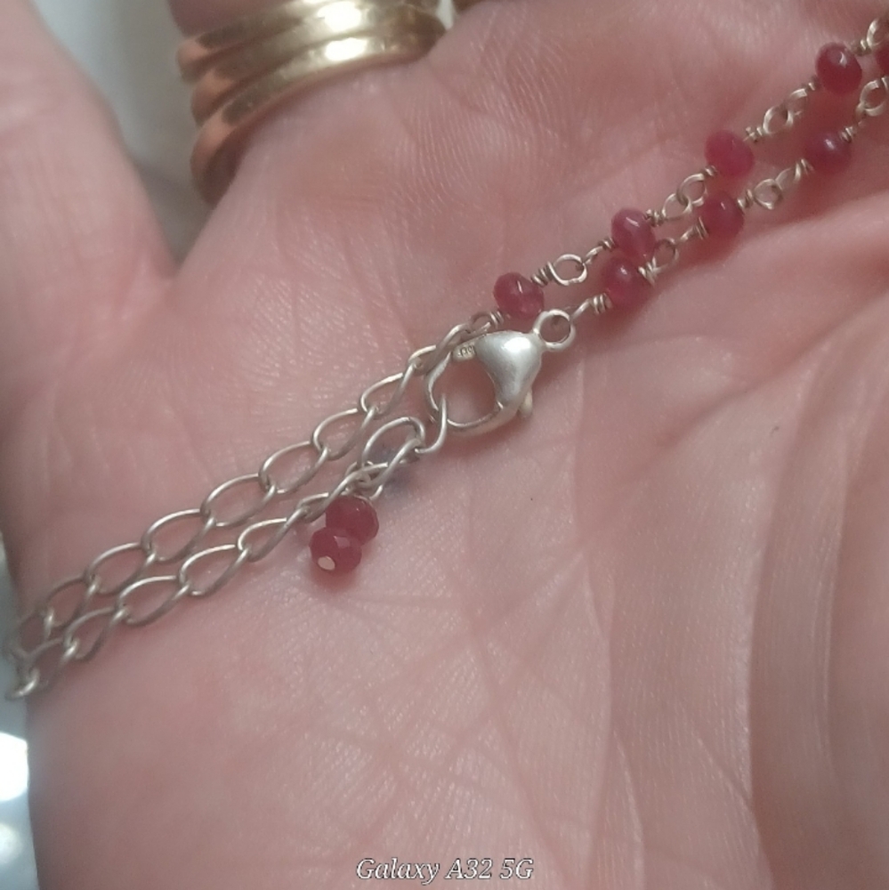 Solid 925 Sterling Silver And Ruby Necklace. - image 3